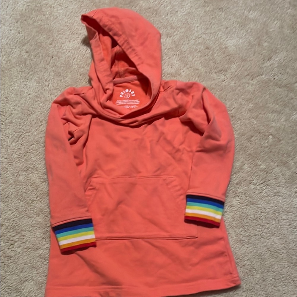 Kids' Orange Hoodie with Rainbow Cuffs